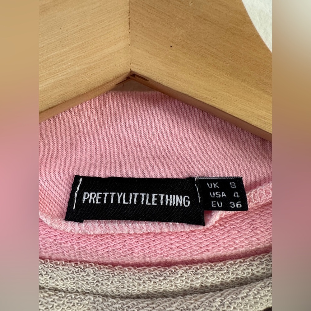 PRETTYLITTLETHING Drop Shoulder Tie Waist Sweater Dress Colorblock SIZE 4 SMALL - Picture 5 of 6